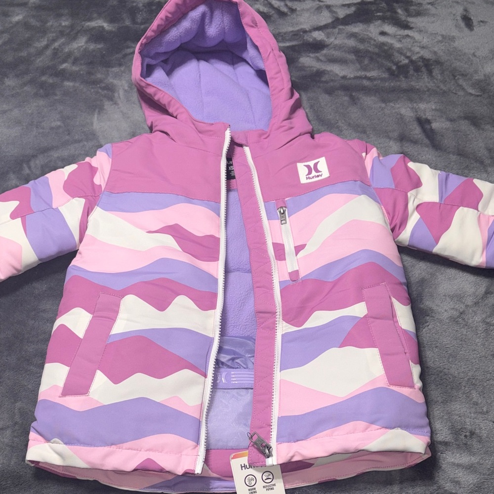 Hurley Pink Lavender Wave Print Hooded Jacket
